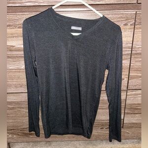 Women's Long Sleeve V-Neck Top - dark gray